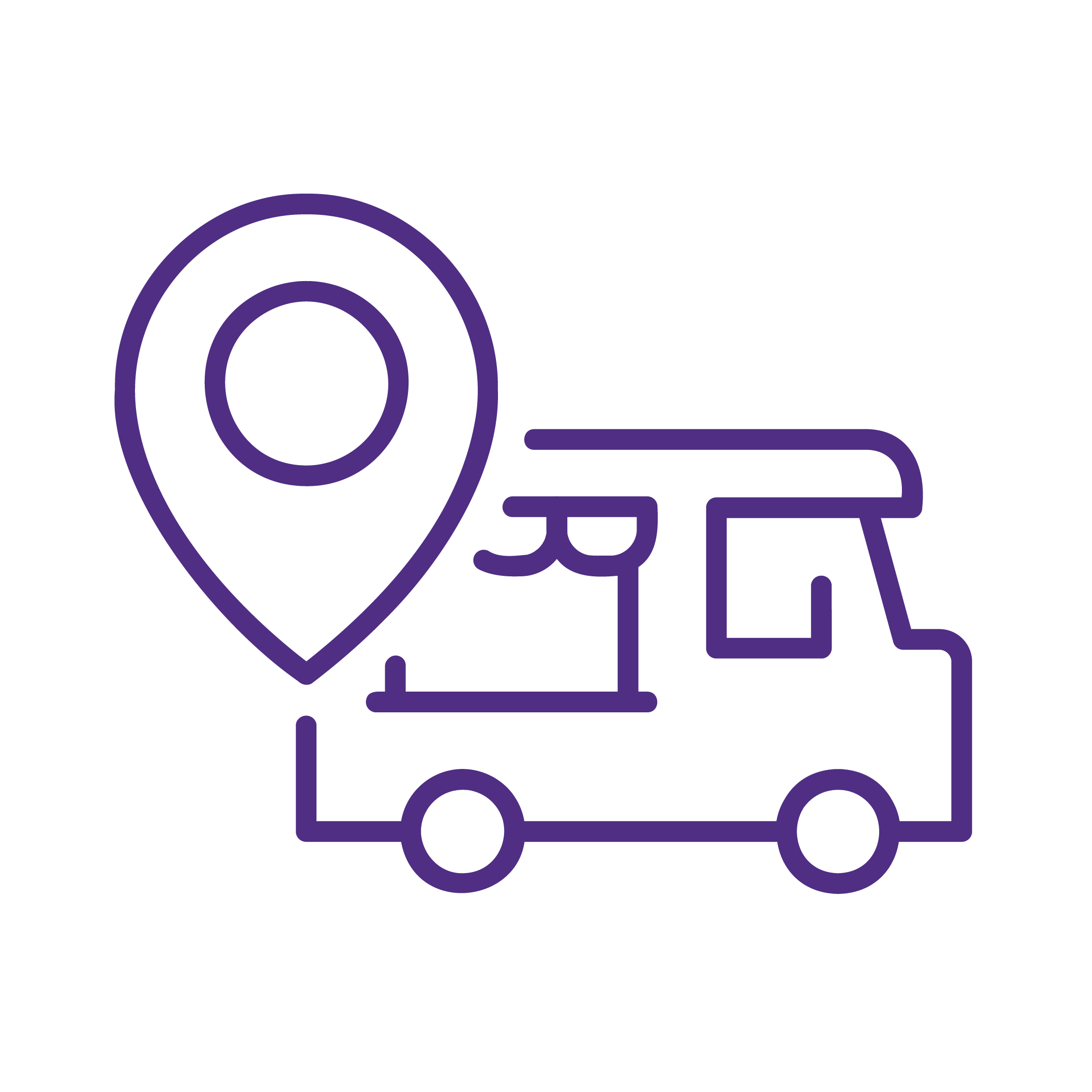 Food Truck with a map pin